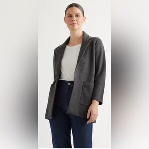 * Quince Organic Cotton Knit Blazer Sweater Charcoal Gray SZ Large *